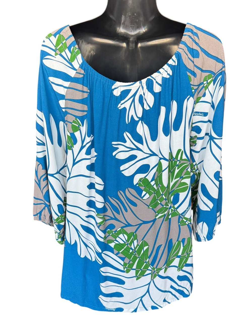 Manuhealii women’s blouse top button front 3/4 sleeve fits medium - Picture 5 of 8